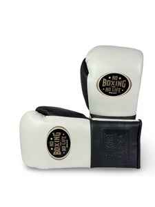 No Boxing No Life Gloves - Training and Sparring Gloves in White/Black - 8oz to 20oz for Optimal Protection and Performance - PunchPro Boxing
