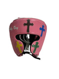 Custom Pink Boxing Headgear with Cross Design for Ultimate Protection - PunchPro Boxing