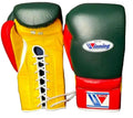 Winning Boxing Gloves - Professional Lace-Up Custom Green, Yellow & Red - PunchPro Boxing