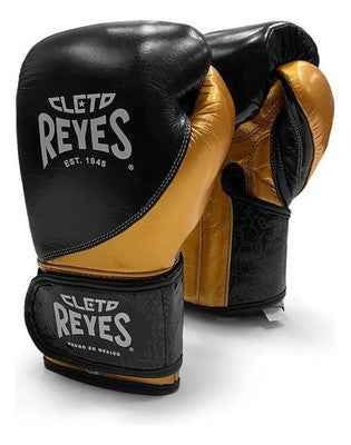 Cleto Reyes Training Sparring Gloves - High-Compression Hook & Loop - Metallic Gold & Black - All Sizes Available - PunchPro Boxing