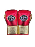 No Boxing No Life Boxing Gloves - Metallic Red & Gold Edition - Professional Lace-Up Design - PunchPro Boxing