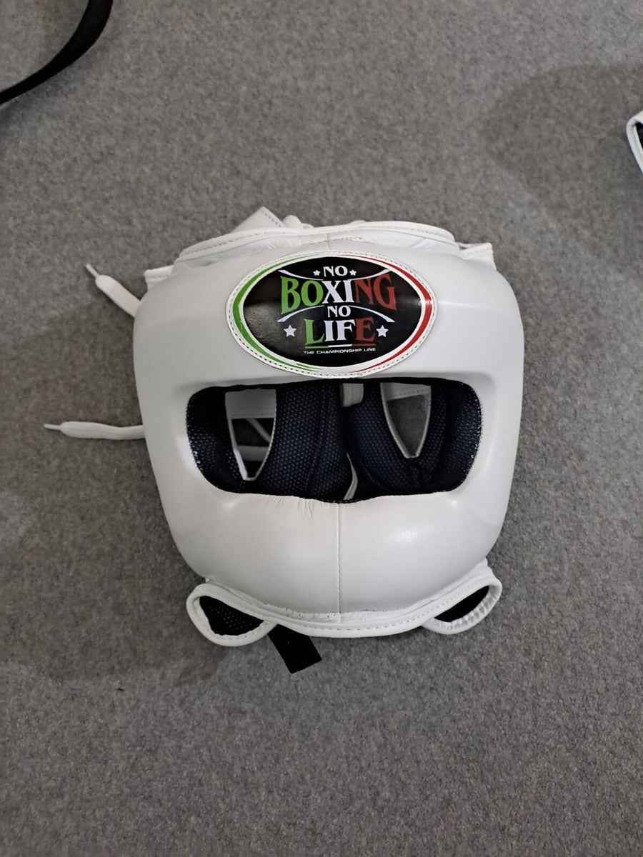 No Boxing No Life Professional Gloves, Headguard, and Groinguard Set - All-White Custom Edition - PunchPro Boxing