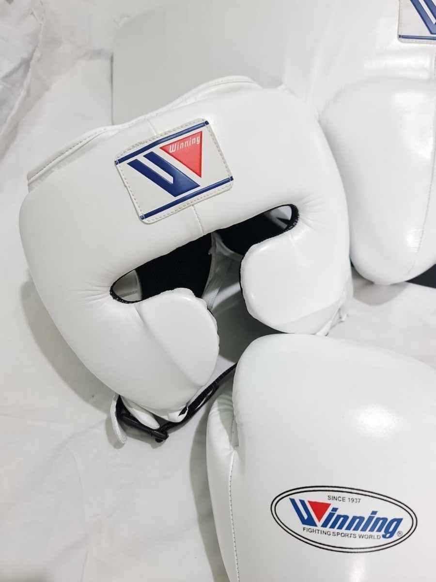 Winning Professional Boxing Training Set - White (Gloves, Headgear & Groin Guard) - PunchPro Boxing