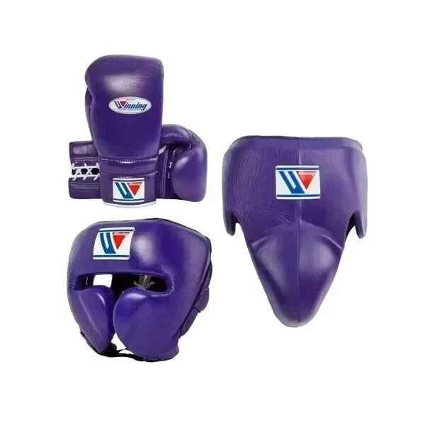 Winning Professional Boxing Training Set - Purple (Gloves, Headgear & Groin Guard) - PunchPro Boxing