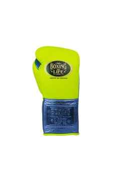 No Boxing No Life Boxing Gloves - Lime Green & Metallic Blue Edition for Elite Performance - PunchPro Boxing
