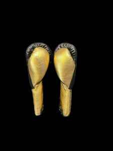 No Boxing No Life Boxing Gloves - Professional Lace-Up Black & Metallic Gold Edition - PunchPro Boxing