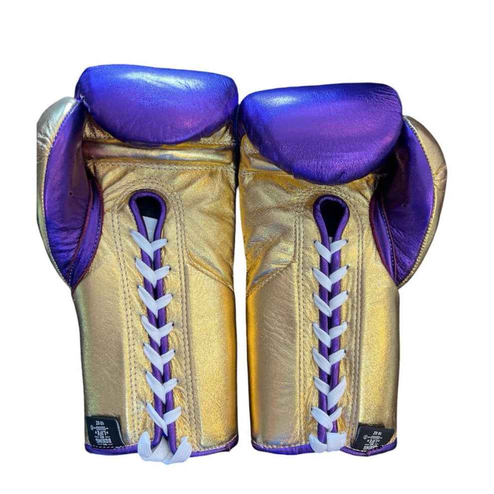 No Boxing No Life Professional Lace-Up Boxing Gloves - Metallic Purple & Gold Edition - PunchPro Boxing