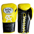 No Boxing No Life Professional Lace-Up Boxing Gloves - Yellow & Black Edition - PunchPro Boxing