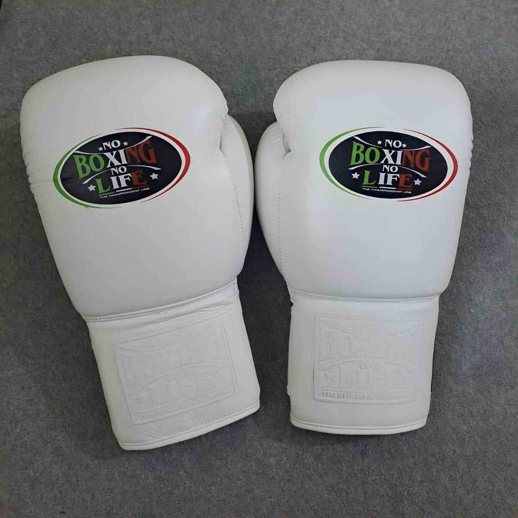 No Boxing No Life Professional Gloves, Headguard, and Groinguard Set - All-White Custom Edition - PunchPro Boxing