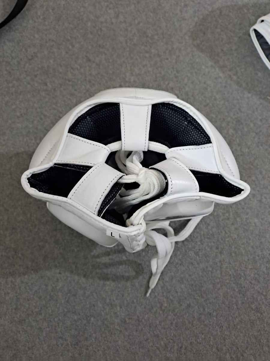No Boxing No Life Professional Gloves, Headguard, and Groinguard Set - All-White Custom Edition - PunchPro Boxing