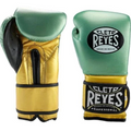 Cleto Reyes High-Compression Hook & Loop Training & Sparring Gloves - Metallic Sage Green & Gold - All Sizes Available - PunchPro Boxing