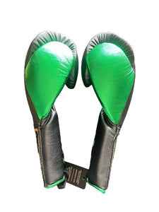 No Boxing No Life Professional Lace-Up Boxing Gloves - Grey & Forest Green Edition - PunchPro Boxing