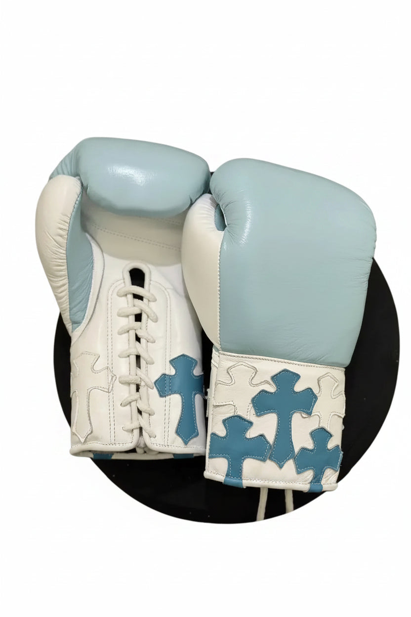 Premium Lace-Up Boxing Gloves – Light Blue Camo Design | Pro Training & Sparring Gloves by Punch Pro Boxing - PunchPro Boxing
