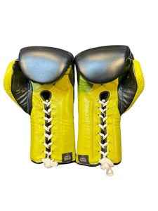 No Boxing No Life Boxing Gloves - Professional Lace-Up Black & Lime Green "Squad" Edition - PunchPro Boxing