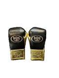 No Boxing No Life Boxing Gloves - Professional Lace-Up Black & Metallic Gold Edition - PunchPro Boxing
