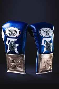 No Boxing No Life Boxing Gloves - Royal Blue & Metallic Gold Edition - PunchPro Boxing