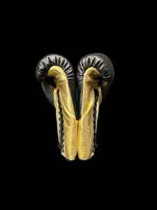 No Boxing No Life Boxing Gloves - Professional Lace-Up Black & Metallic Gold Edition - PunchPro Boxing