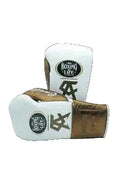 No Boxing No Life Boxing Gloves - Professional Lace-Up White & Bronze Edition - PunchPro Boxing