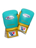 Winning Professional Velcro Boxing Gloves - Custom Teal & Gold - PunchPro Boxing