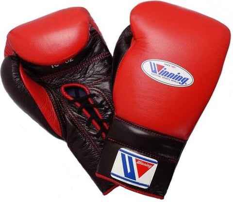 Winning Professional Lace-Up Boxing Gloves in Custom Black & Red for Ultimate Performance - PunchPro Boxing