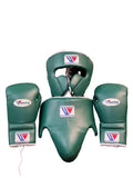 Winning Professional Boxing Training Set - Forest Green (Gloves, Headgear & Groin Guard) - PunchPro Boxing