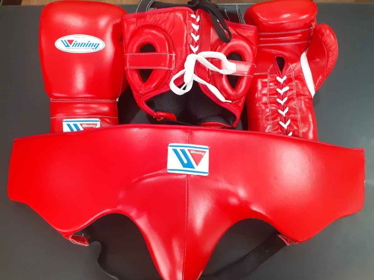 Winning Professional Boxing Training Set - Red (Gloves, Headgear & Groin Guard) - PunchPro Boxing