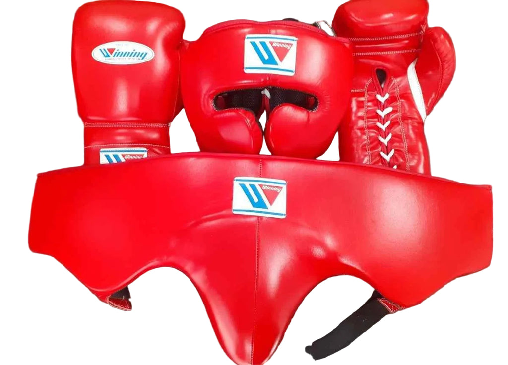 Winning Professional Boxing Training Set - Red (Gloves, Headgear & Groin Guard) - PunchPro Boxing
