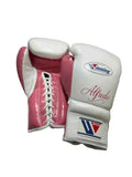 Winning Custom Lace-Up Boxing Gloves – Premium White & Red Pro Training Gloves | Punch Pro Boxing - PunchPro Boxing