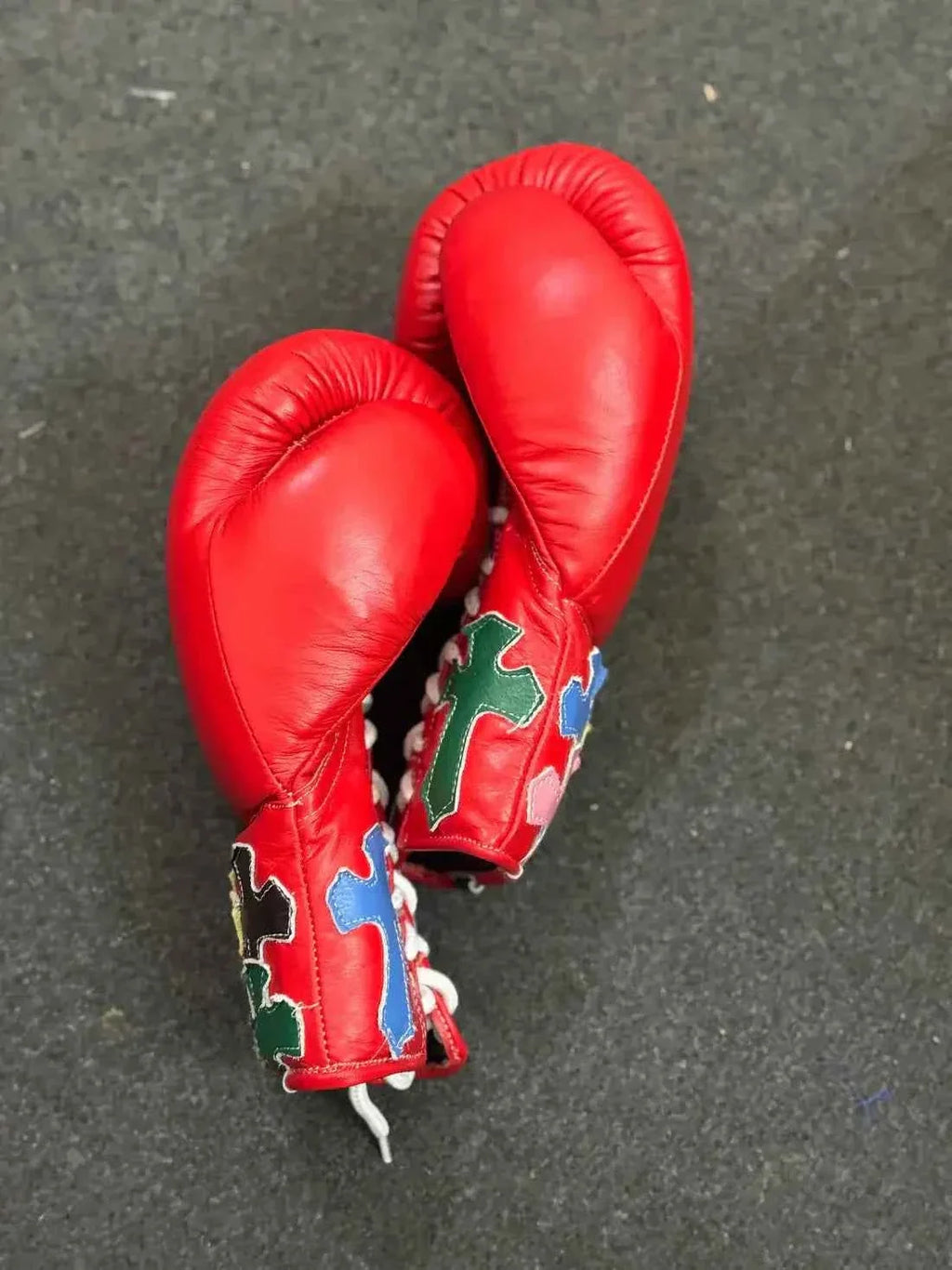 Winning Custom Red Boxing Gloves - Professional Lace-Up with Cross Patchwork - PunchPro Boxing