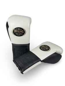 No Boxing No Life Gloves - Training and Sparring Gloves in White/Black - 8oz to 20oz for Optimal Protection and Performance - PunchPro Boxing