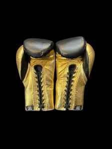 No Boxing No Life Boxing Gloves - Professional Lace-Up Black & Metallic Gold Edition - PunchPro Boxing