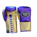 No Boxing No Life Professional Lace-Up Boxing Gloves - Metallic Purple & Gold Edition - PunchPro Boxing