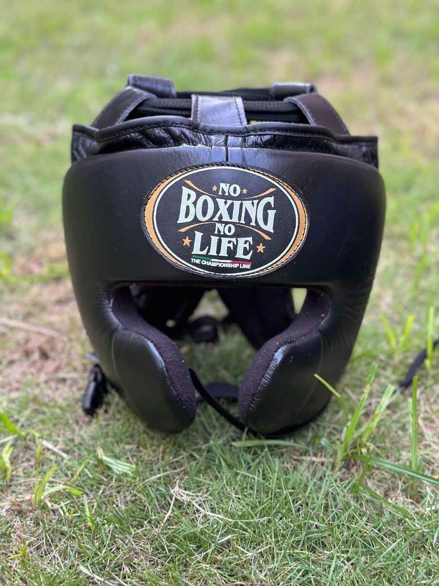 No Boxing No Life Professional Gloves, Headguard, and Groinguard Set - Black & Gold Custom Edition - PunchPro Boxing
