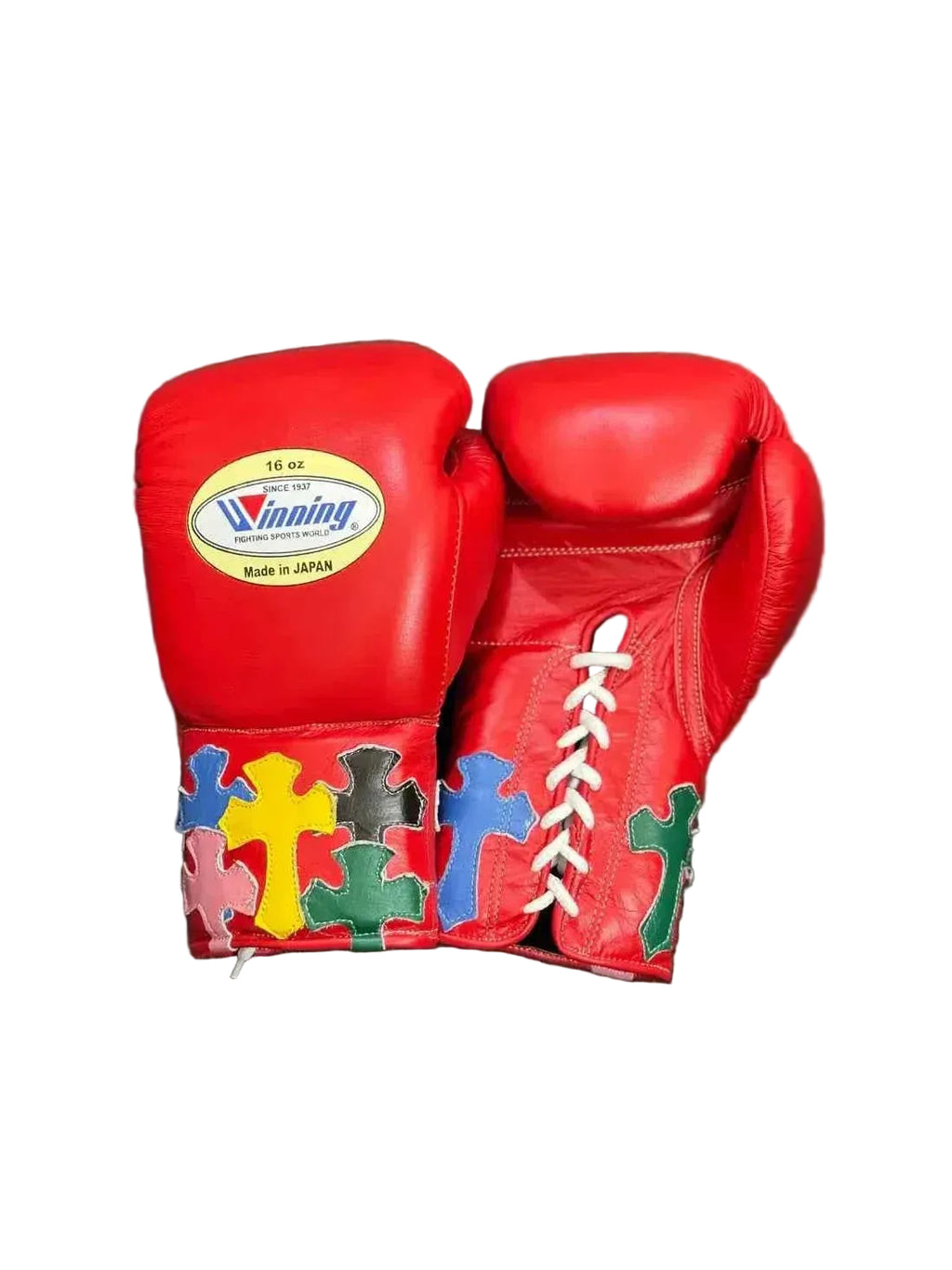 Winning Custom Red Boxing Gloves - Professional Lace-Up with Cross Patchwork - PunchPro Boxing