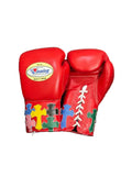 Winning Custom Red Boxing Gloves - Professional Lace-Up with Cross Patchwork - PunchPro Boxing