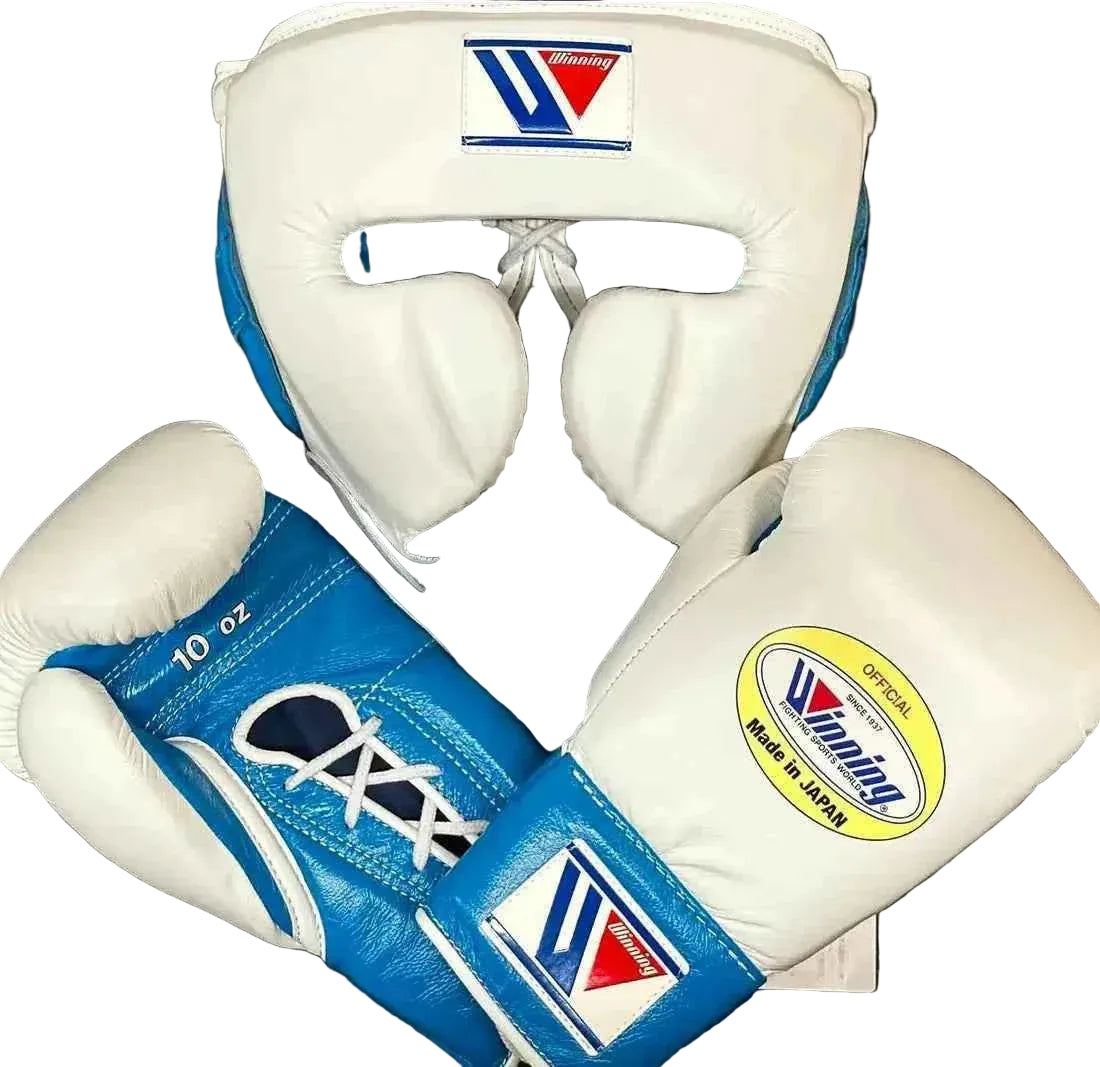 Winning Professional Boxing Training Set - Custom White & Sky Blue Edition - PunchPro Boxing