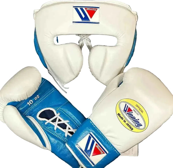 Winning Professional Boxing Training Set - Custom White & Sky Blue Edition - PunchPro Boxing