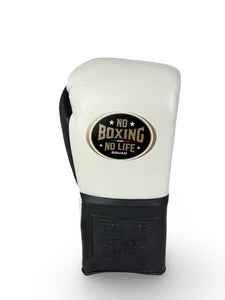 No Boxing No Life Gloves - Training and Sparring Gloves in White/Black - 8oz to 20oz for Optimal Protection and Performance - PunchPro Boxing