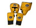 No Boxing No Life Professional Gloves, Headguard, and Groinguard Set - Mustard Yellow & Black Custom Edition - PunchPro Boxing