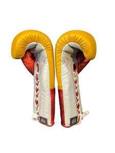 No Boxing No Life Professional Lace-Up Boxing Gloves - Mustard & Metallic Red Squad Edition, Ultimate No Boxing No Life Boxing Gloves - PunchPro Boxing