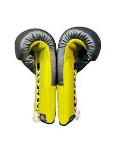 No Boxing No Life Boxing Gloves - Professional Lace-Up Black & Lime Green "Squad" Edition - PunchPro Boxing
