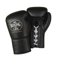 No Boxing No Life Professional Lace-Up Boxing Gloves - Matte Black Edition - PunchPro Boxing