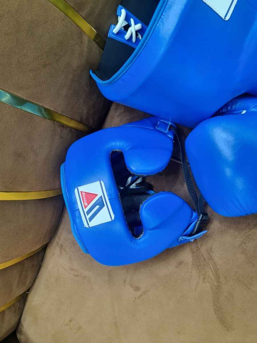 Winning Professional Boxing Training Set - Blue (Gloves, Headgear & Groin Guard) - PunchPro Boxing