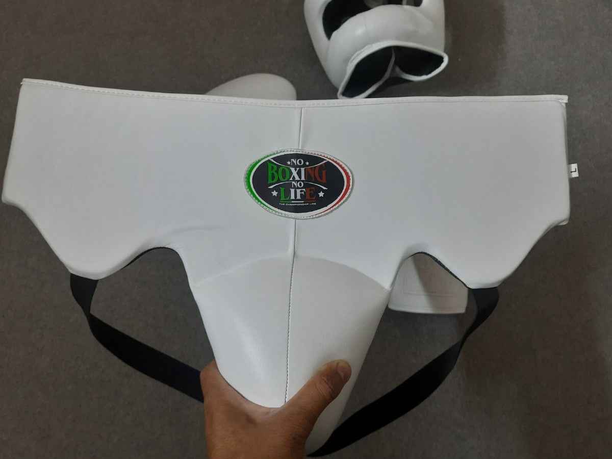 No Boxing No Life Professional Gloves, Headguard, and Groinguard Set - All-White Custom Edition - PunchPro Boxing