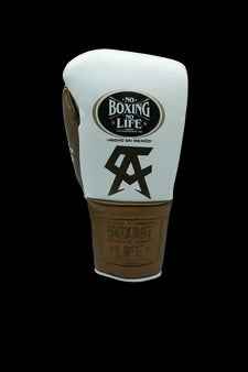 No Boxing No Life Boxing Gloves - Professional Lace-Up White & Bronze Edition - PunchPro Boxing