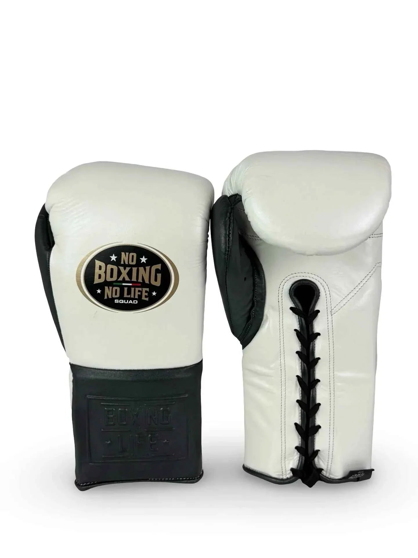 No Boxing No Life Gloves - Training and Sparring Gloves in White/Black - 8oz to 20oz for Optimal Protection and Performance - PunchPro Boxing