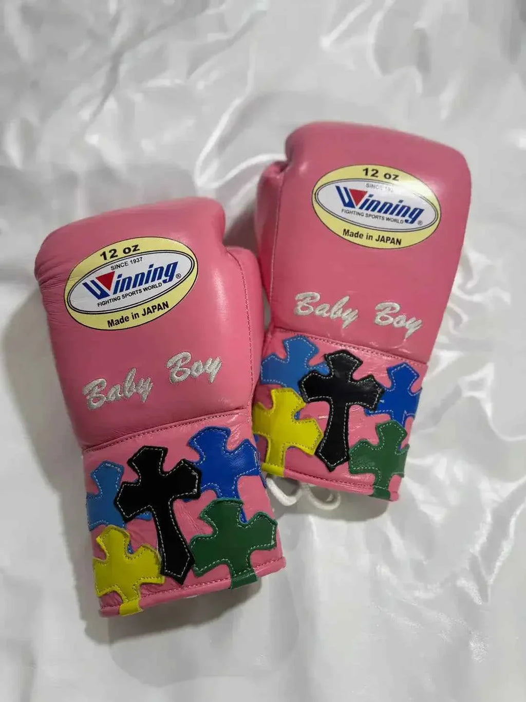 Winning Professional Boxing Training Set - Custom Pink Multi-Color Cross Patch Edition - PunchPro Boxing