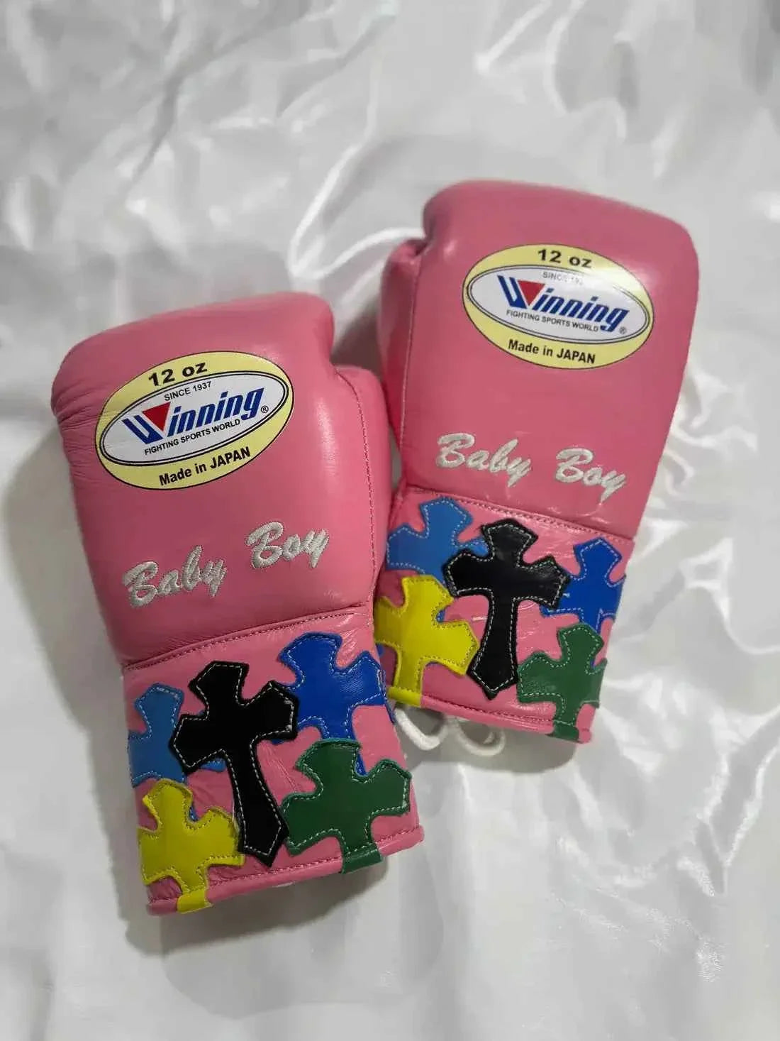 Winning Professional Boxing Training Set - Custom Pink Multi-Color Cross Patch Edition - PunchPro Boxing