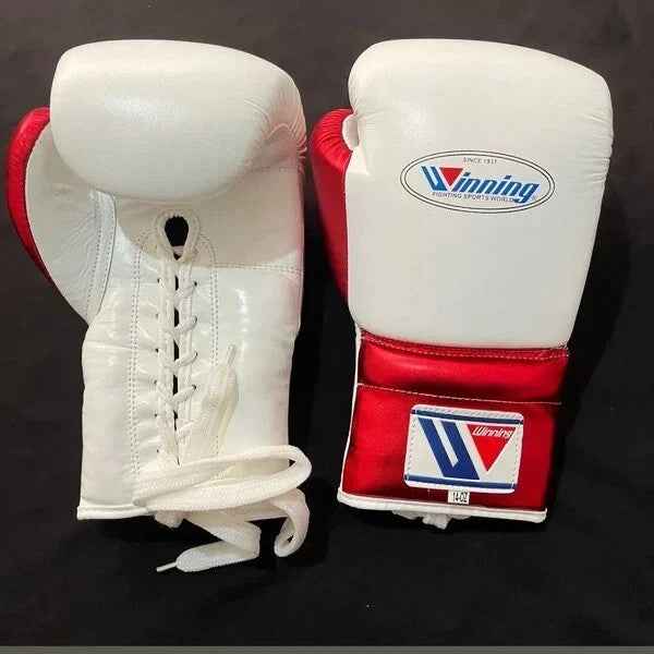 Winning Professional Boxing Training Set - Custom Metallic Red & White (Gloves, Headgear & Groin Guard) - PunchPro Boxing