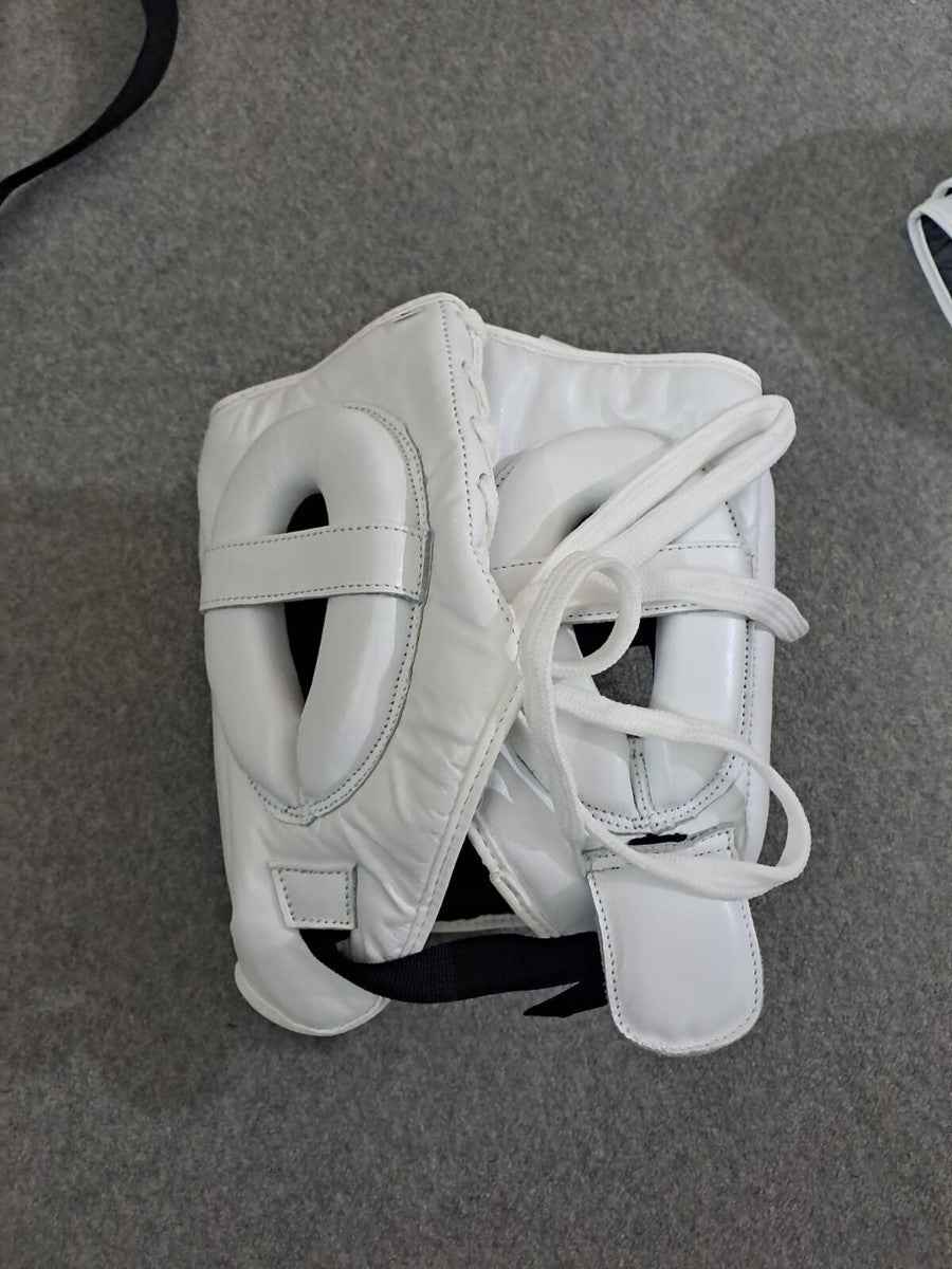 No Boxing No Life Professional Gloves, Headguard, and Groinguard Set - All-White Custom Edition - PunchPro Boxing